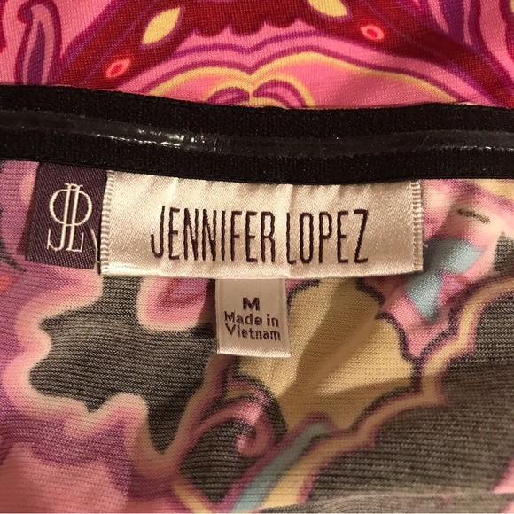 JLO Jennifer Lopez Summer Halter Top Womens Medium Psychedelic Pink Black Yellow - Picture 4 of 10